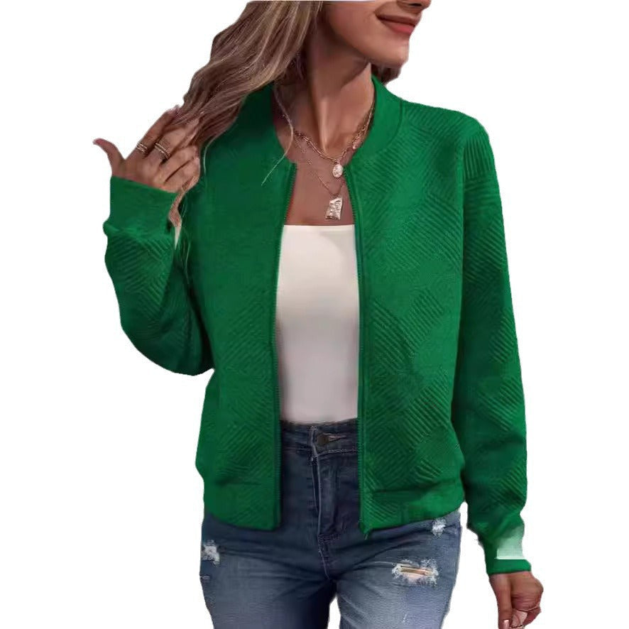 Damen lässige Zip-Jacke mit strukturiertem Design R&B