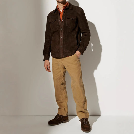 Herren Vegan lederjacke mit modernem Schnitt und praktischen Taschen R&B