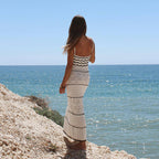 Damen gehäkeltes Strandkleid mit zarten Mustern und fransigen Details R&B