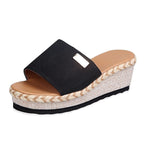 Damen Wedge-Pantoletten mit eleganter Strickoberfläche und modischem Blockabsatz