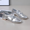 Damen Elegante Flachschuhe mit schimmerndem Obermaterial und verstellbaren Riemen R&B