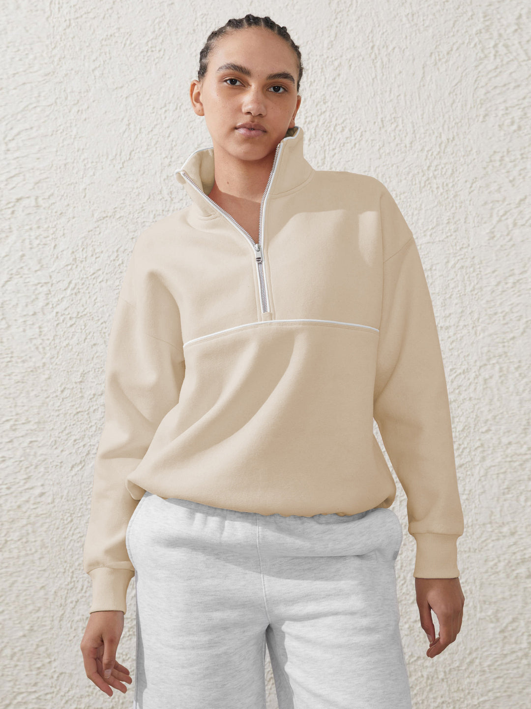 Damen Sportpullover mit hohem Kragen und Reißverschluss R&B