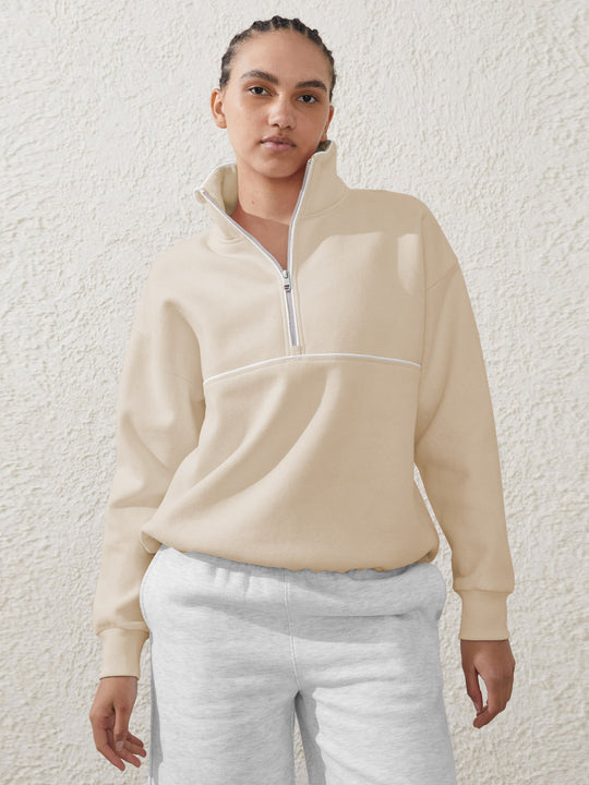 Damen Sportpullover mit hohem Kragen und Reißverschluss R&B