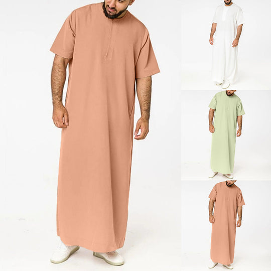 Damen sportliches Maxikleid mit kurzem Arm und praktischem Reißverschluss R&B
