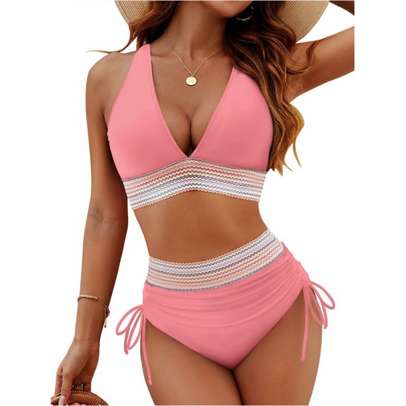 Damen Triangel-Bikini mit verstellbaren Riemen und moderner Rüschenoptik R&B