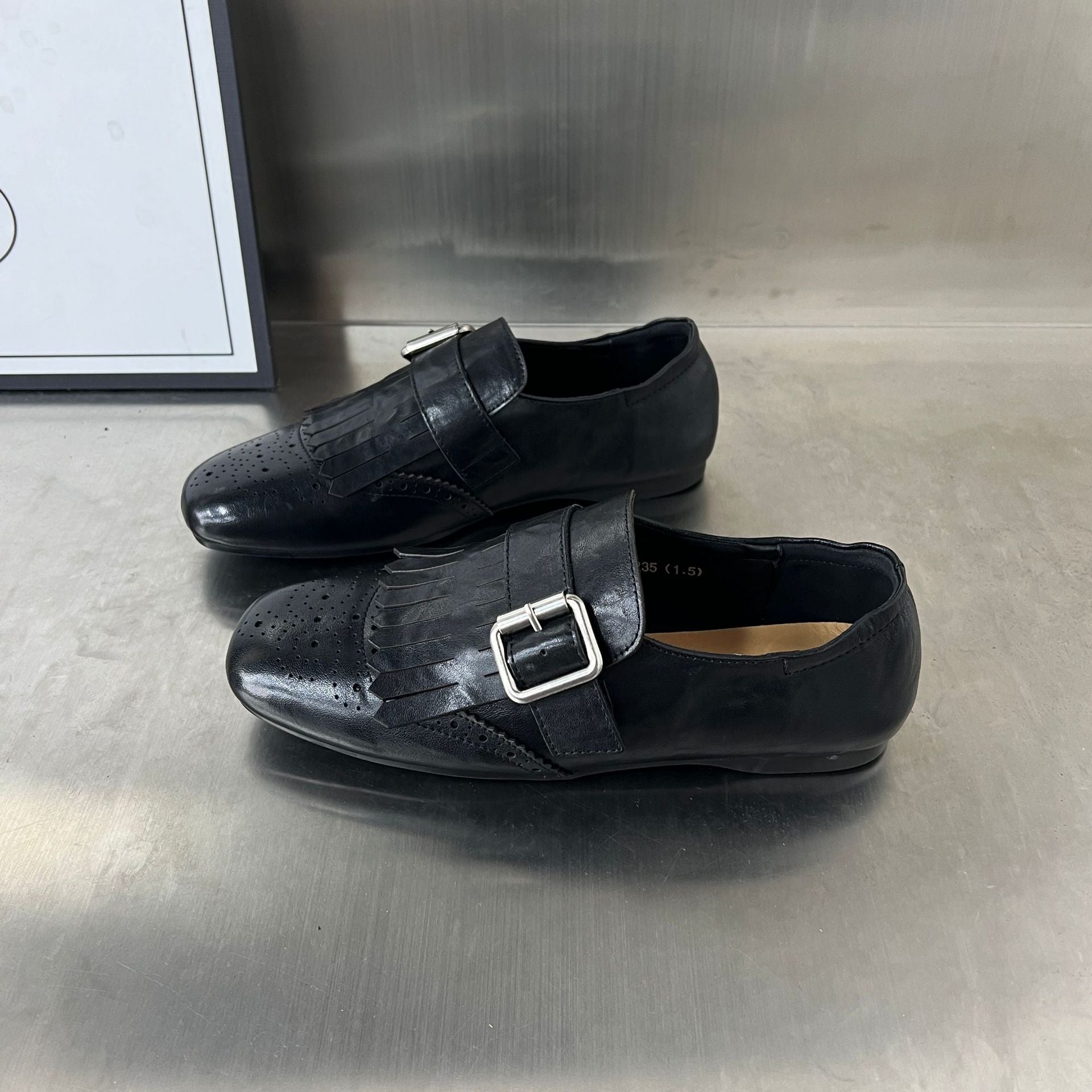 Damen Elegante Mokassins mit modischem Fransen-Design und dekorativer Schnalle R&B