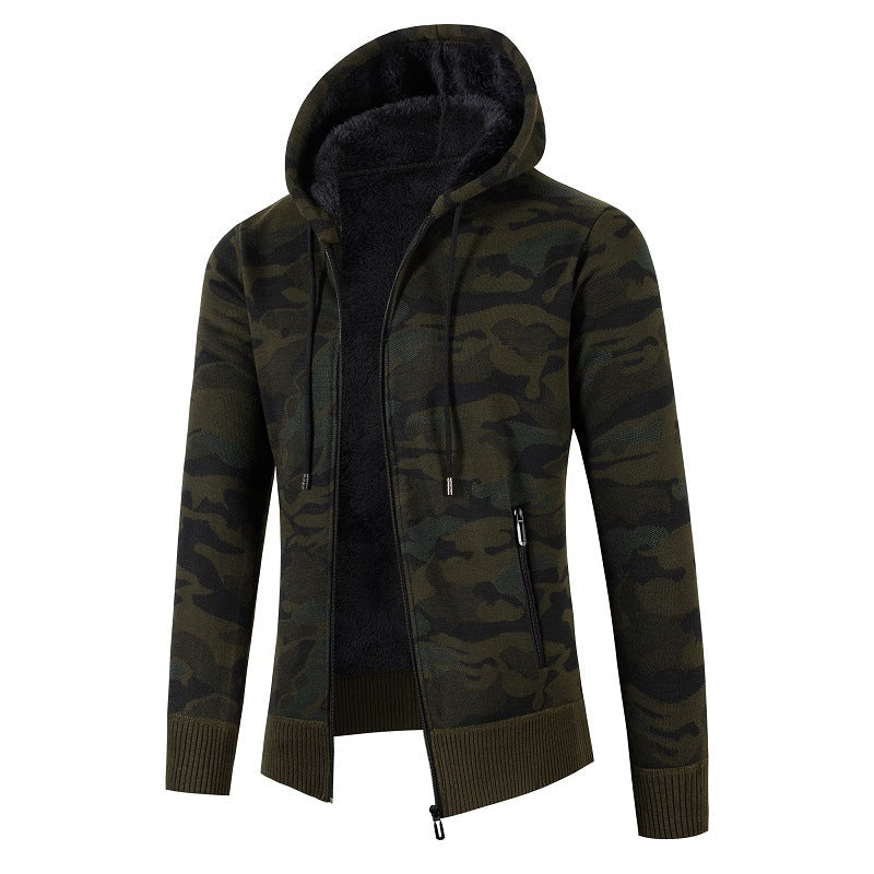 Herren lässige Jacke mit Fleece-Futter und Camouflage-Muster