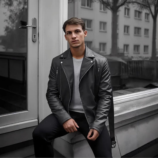 Herren Bikerjacke mit Steppnähten