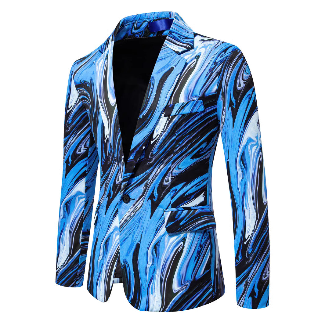 Herren Blazer mit auffälligem Marmormuster und elegantem Schnitt
