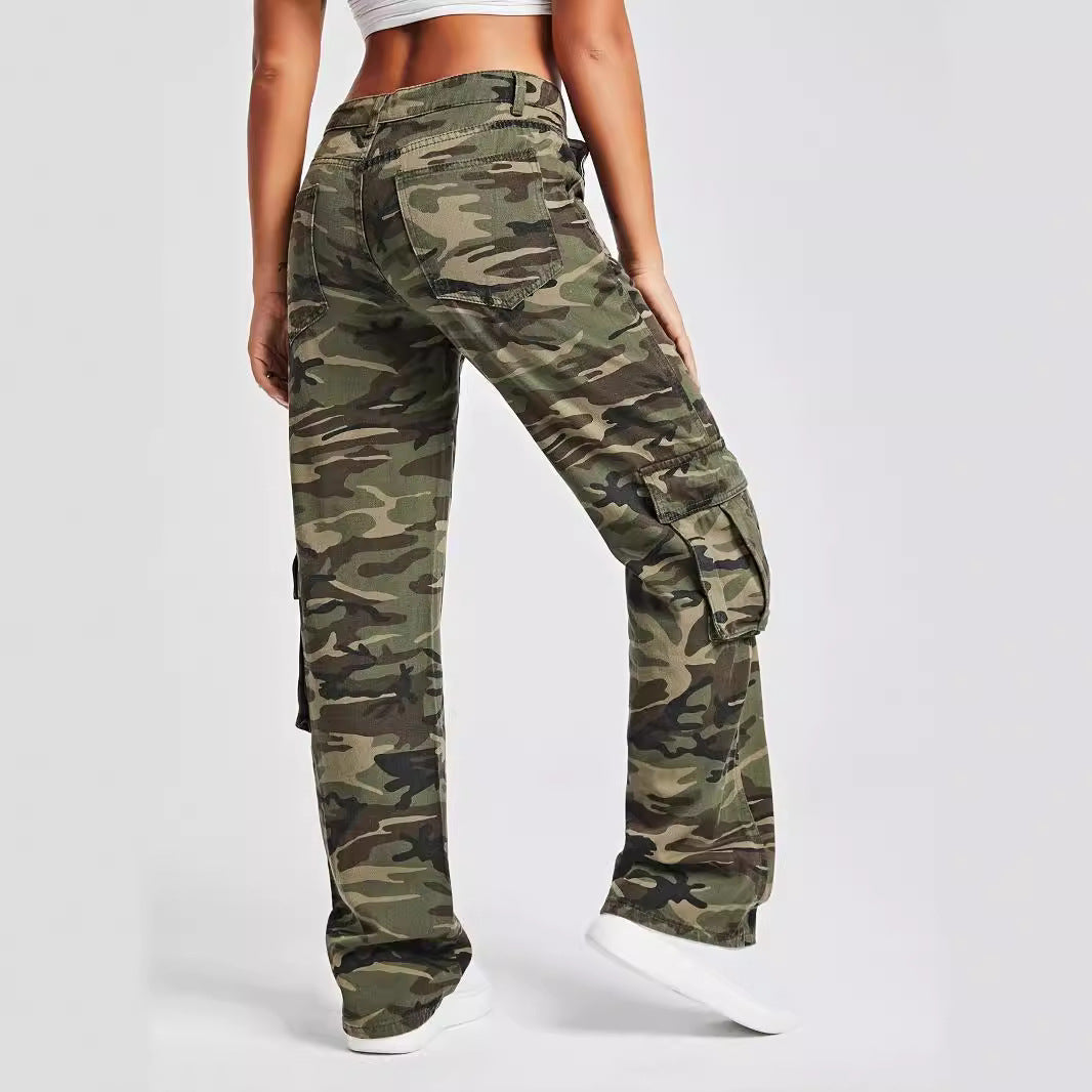 Damen Cargo-Hose im urbanen Camouflage-Stil mit praktischen Seitentaschen R&B