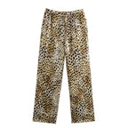 Damen elegante Leinenhose mit kontrastierenden Tiermustern R&B