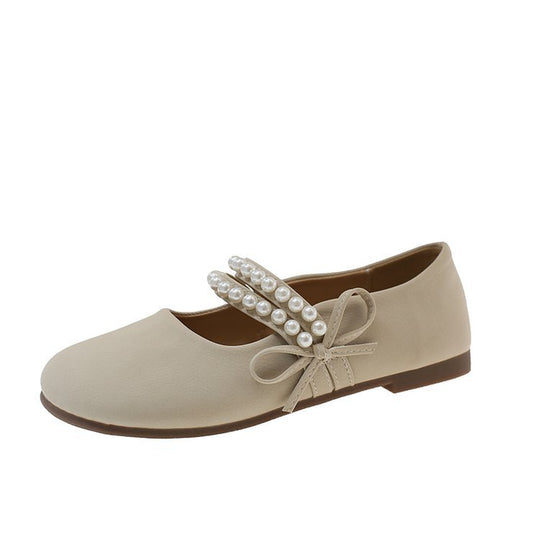 Damen elegante Ballerinas mit Perlenschmuck R&B