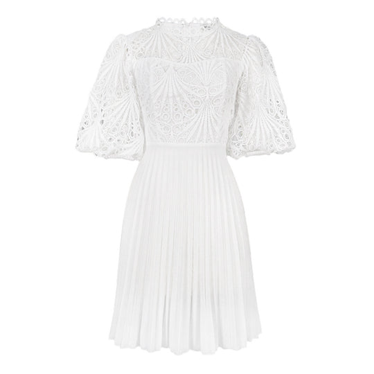 Damen Plissiertes Kleid mit kreativem Spitzenoberteil und eleganter Taillenbetonung R&B