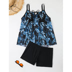 Damen Tankini-Set mit floralem Oberteil und figurbetonendem Unterteil R&B