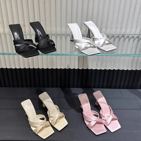 Damen elegante High Heel Sandalen mit gekreuzten Riemen R&B