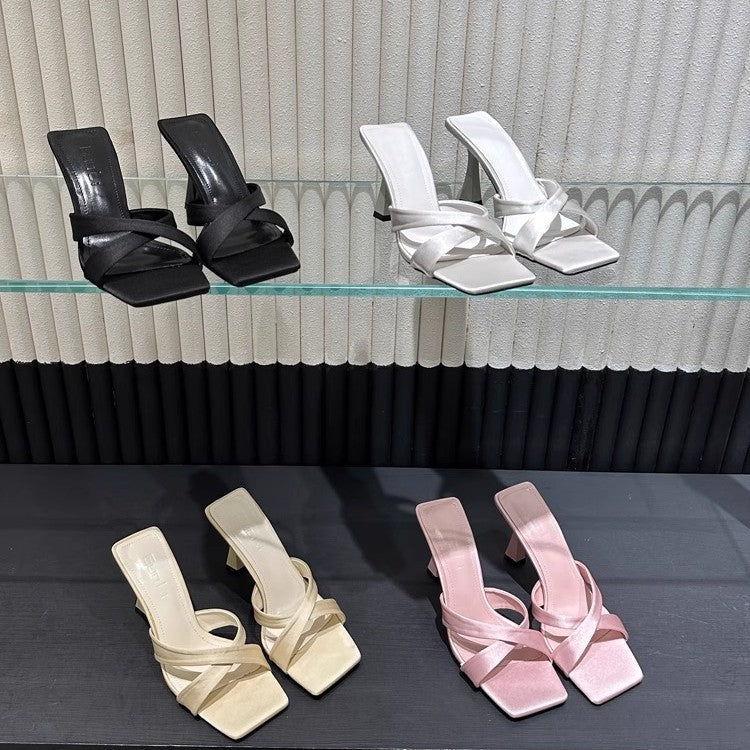 Damen elegante High Heel Sandalen mit gekreuzten Riemen R&B