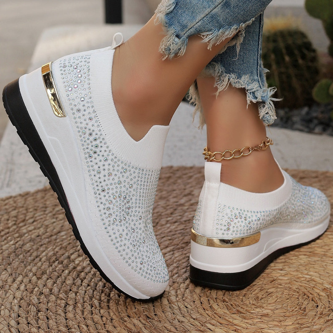 Damen modische Slip-On Sneakers mit Glitzer-Applikationen R&B