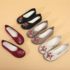 Damen Ballerinas mit floraler Stickerei und flexiblem Fußbett