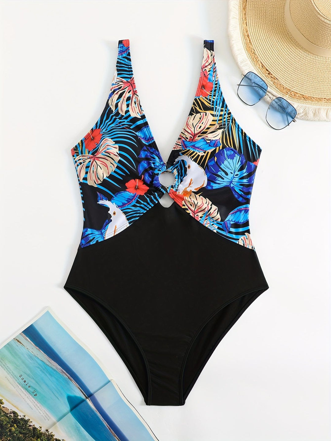 Damen Einteiliger Badeanzug mit Tiermuster R&B