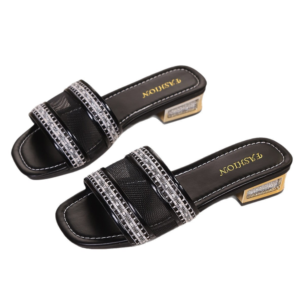 Damen trendige Slipper mit elegantem Schuhdesign und funkelndem Glitzerdetail R&B
