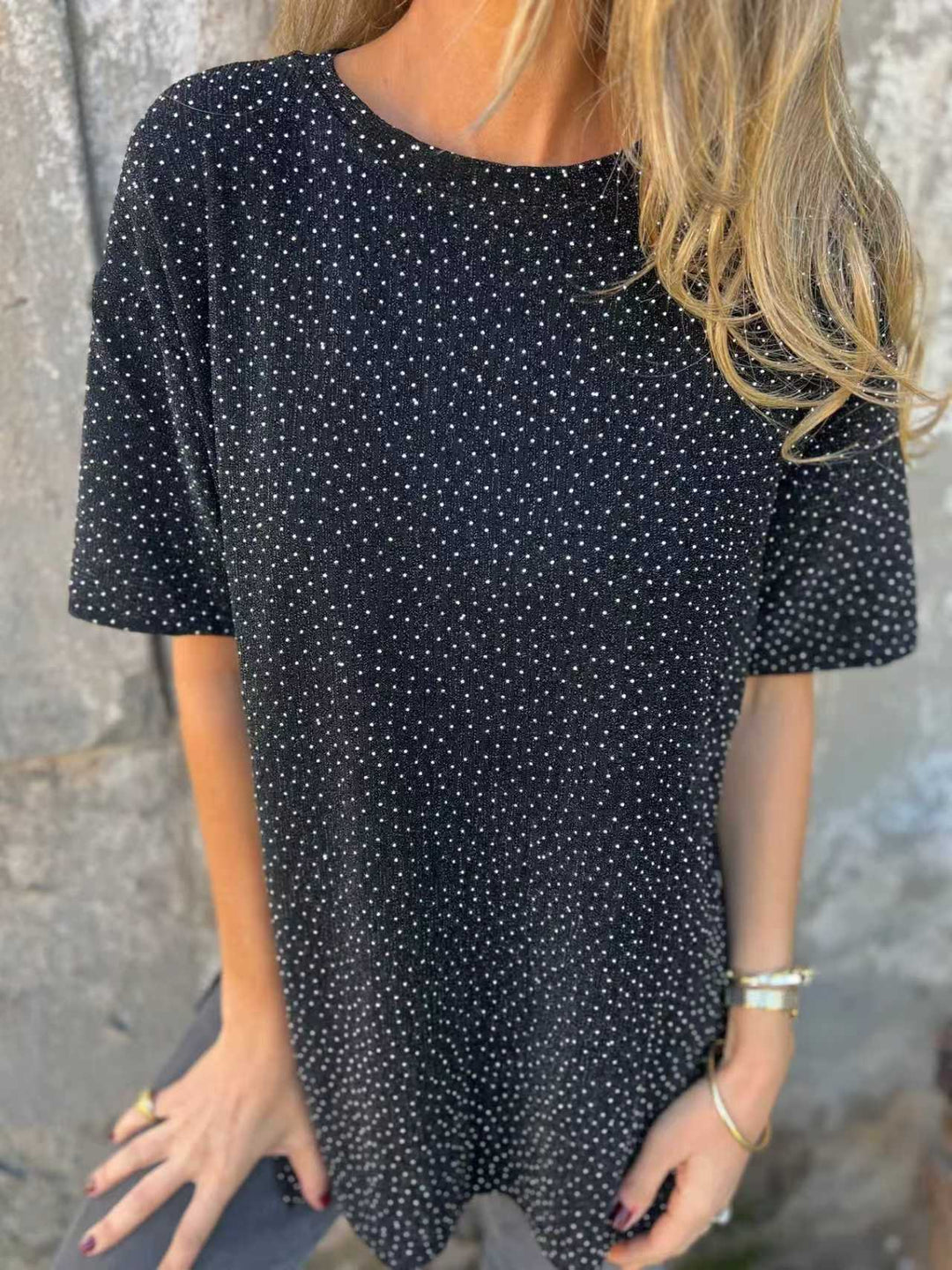 Damen Oversized T-Shirt mit Glitzersteinchen und lässigem Schnitt R&B