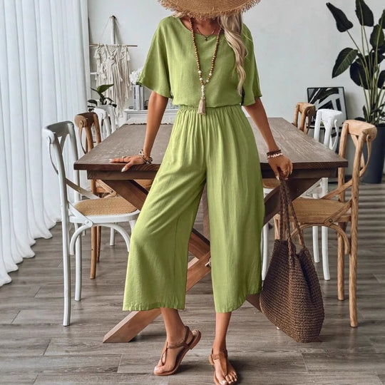 Damen weites Jumpsuit mit elastischem Taillenbund und lässigem Schnitt R&B