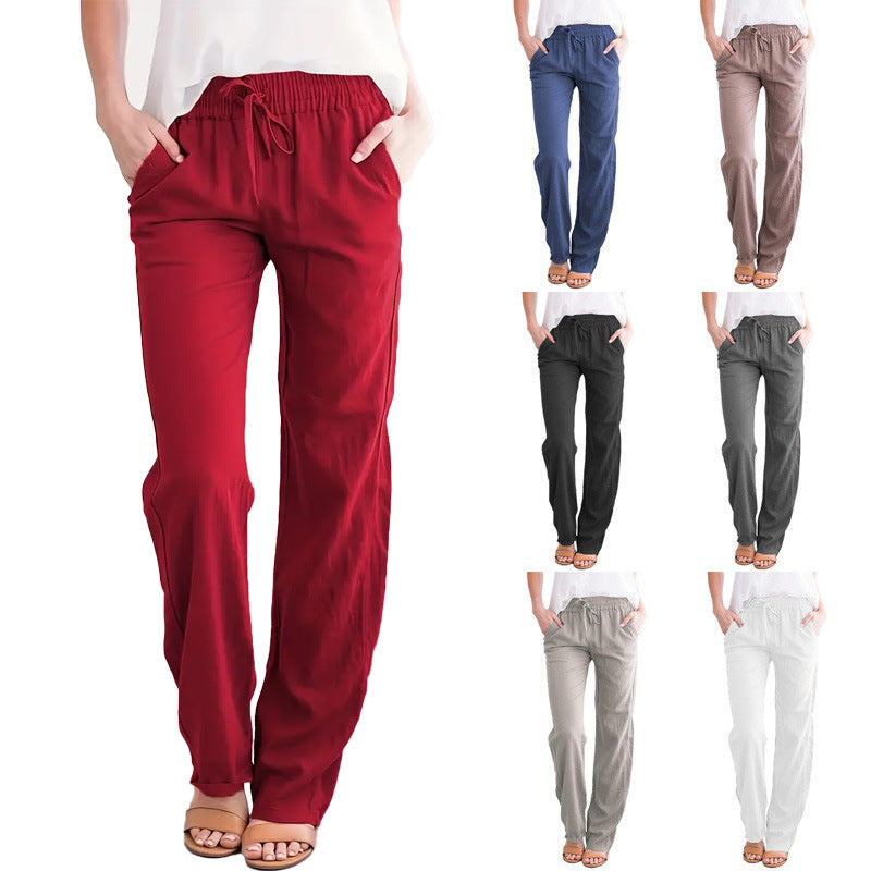 Damen Weite Hose mit elastischem Bund und praktischen Seitentaschen R&B