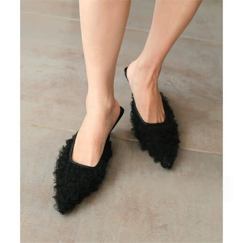 Damen elegante Mules mit rüschendem Design R&B