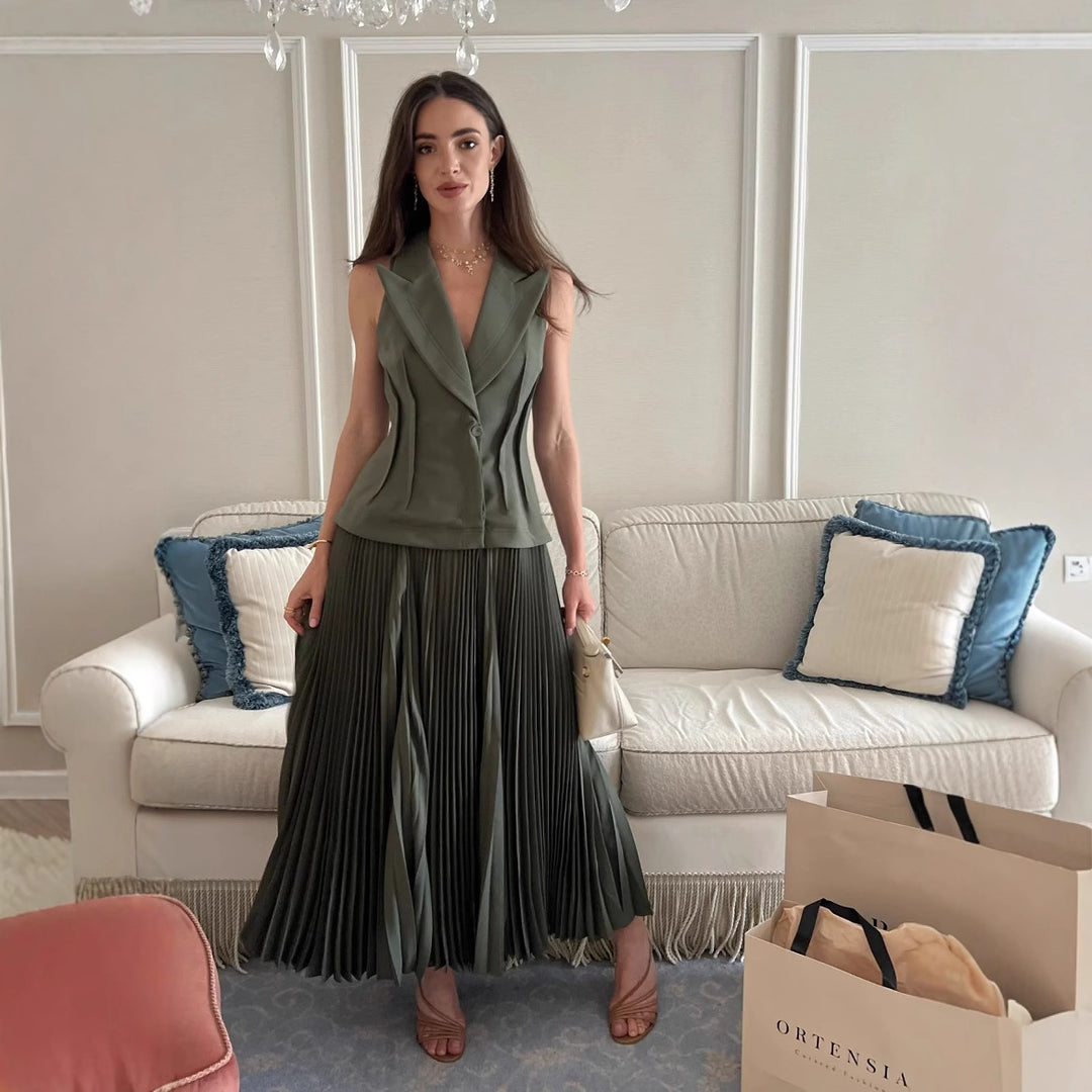 Damen eleganter Plisseerock mit taillierter Passform R&B