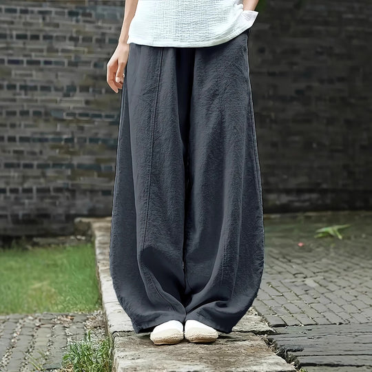Damen Elegante Palazzo-Hose mit bequemer Passform und lockerem Schnitt R&B
