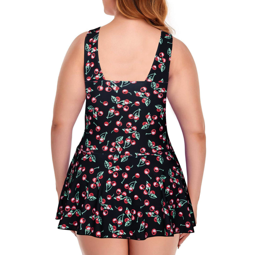 Damen Badeanzug mit Rüschendetails und frischem Kirschmuster R&B