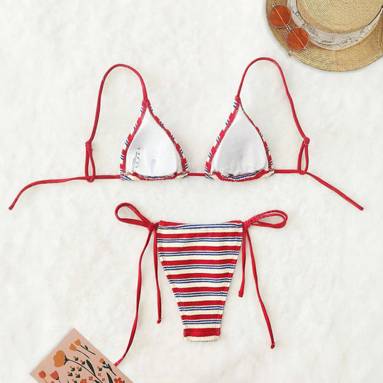 Damen Triangel-Bikini-Set mit verspieltem Design und regulierbaren Trägern R&B