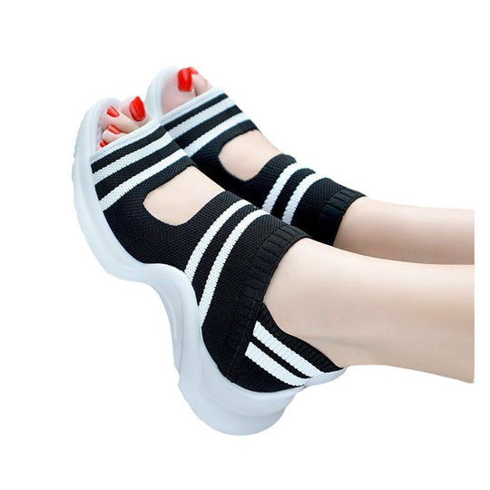 Damen modische Sandalen mit atmungsaktivem Strickdesign und komfortabler Sohle R&B