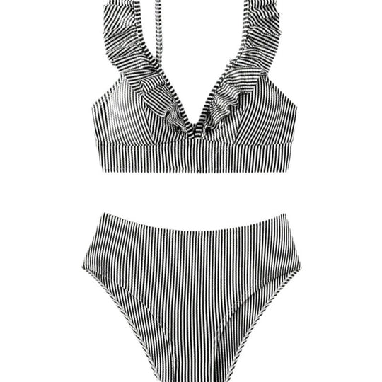Damen Zweiteiliges Badeoutfit mit Rüschen R&B