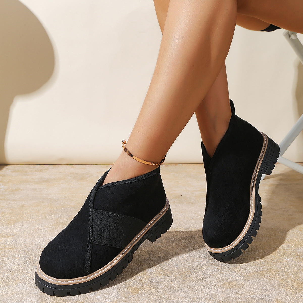 Damen modische Chelsea-Stiefel mit rutschfester Sohle und elastischem Einsatz R&B