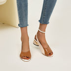 Damen Elegante Slingbacks mit modischem Blockabsatz und glänzenden Akzenten