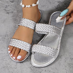 Damen Geflochtene Riemchen-Sandalen mit komfortablem Fußbett und rutschfester Sohle R&B