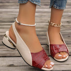 Damen elegante Sling-Sandalen mit modischem Krokodilleder-Design und Komfortabsatz R&B