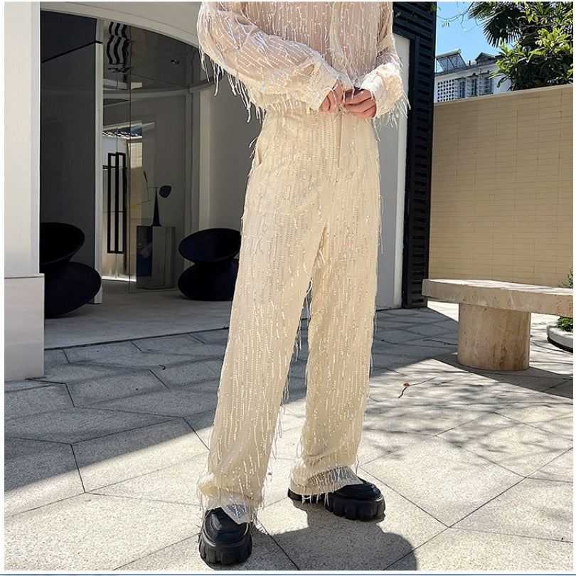 Damen modische Statement-Hosen mit Fransen R&B