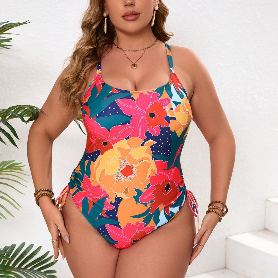Damen Einteiler Badeanzug mit floralem Design und verstellbaren Trägern R&B