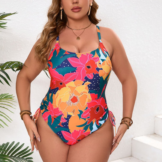 Damen Einteiler Badeanzug mit floralem Design und verstellbaren Trägern R&B