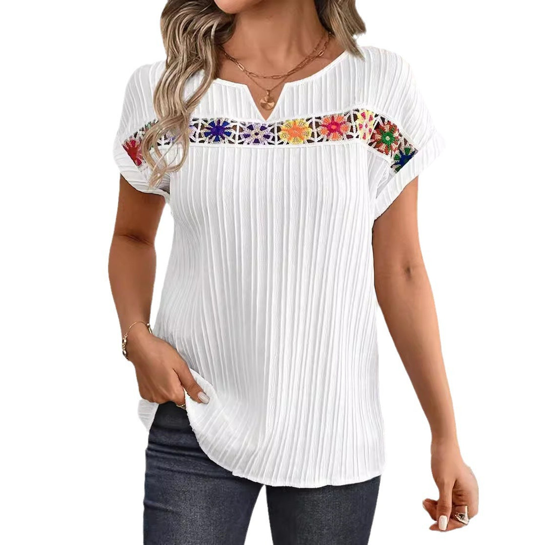 Damen Freizeit Oberteil mit buntem Stickdesign Heidi-Mode
