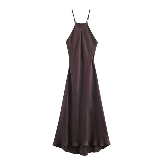 Damen Maxikleid mit elegantem Halterneck und schwingendem Saum R&B