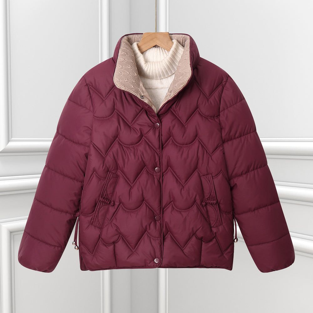 Damen Komfortable gesteppte Jacke mit hohem Kragen und Reißverschlusstaschen R&B
