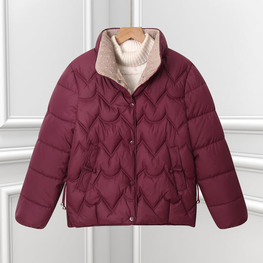 Damen Komfortable gesteppte Jacke mit hohem Kragen und Reißverschlusstaschen R&B