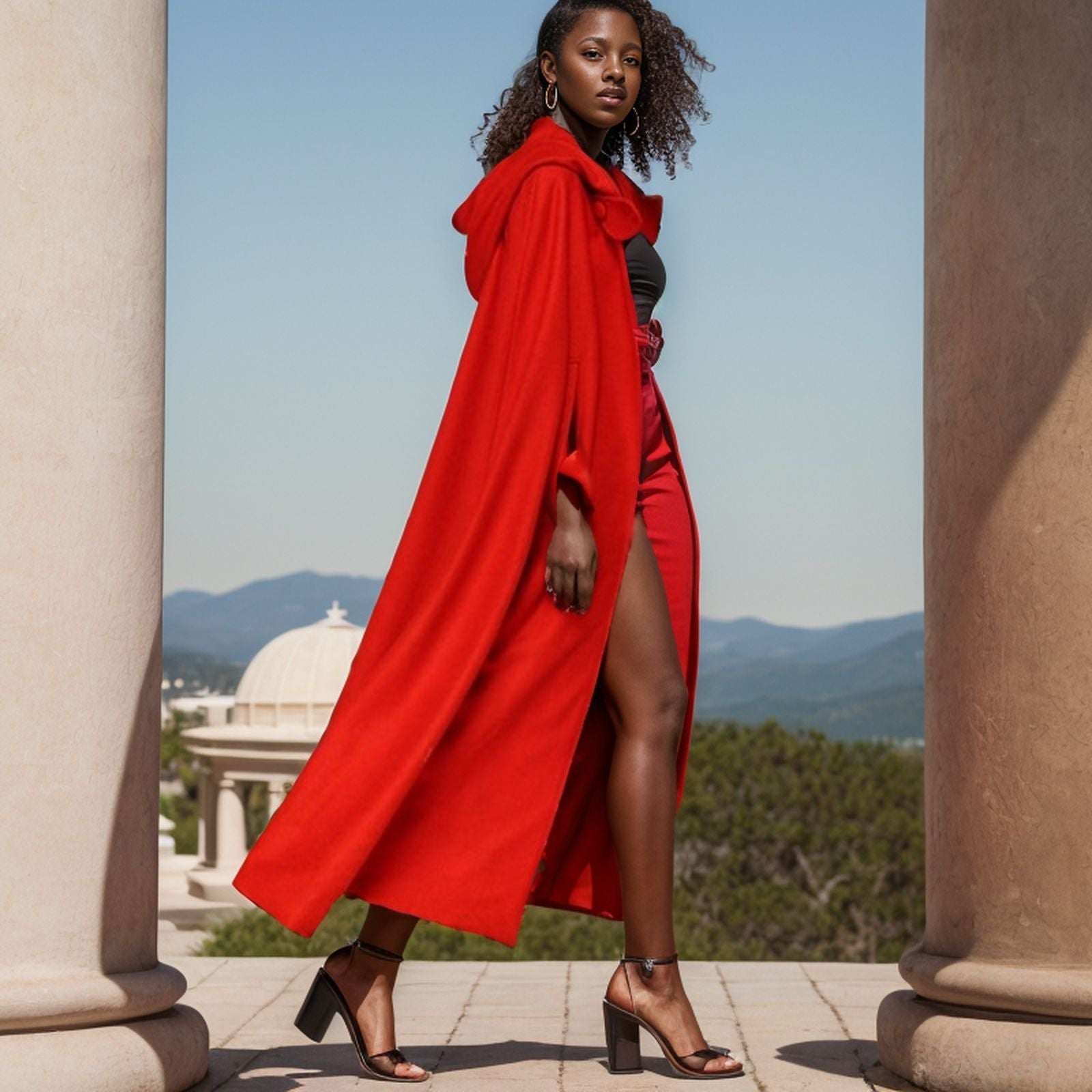 Damen eleganter Maxikleid-Mantel mit schwingendem Schnitt und einzigartigem Design R&B