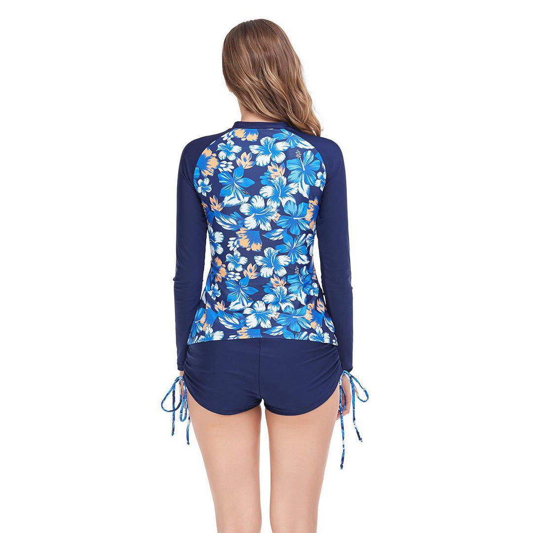 Damen Sportlicher Langarm Rashguard mit floralem Muster R&B