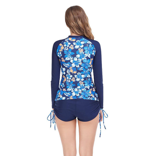 Damen Sportlicher Langarm Rashguard mit floralem Muster R&B