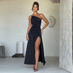 Damen Elegantes Maxikleid mit einseitigem Träger und hohem Schlitz R&B