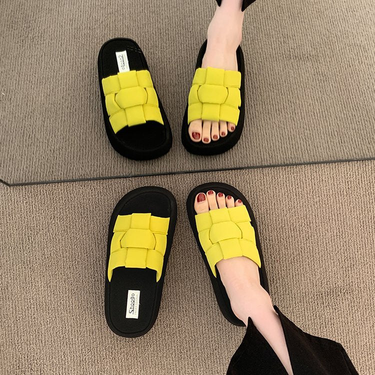 Damen bequeme Platform-Pantoletten mit gekreuzten Riemen R&B